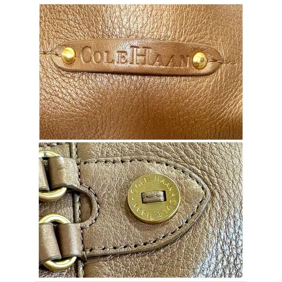 COLE HAAN - "Denny" Bronze Metallic Soft Pebble Leather Tote Shoulder Bag/Sweet! - Picture 11 of 16
